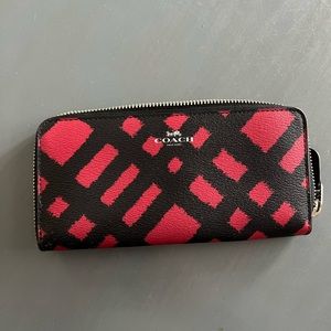 Coach canvas wallet red and black